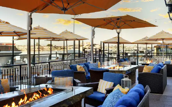 Outdoor lounge area at Balboa Bay Resort