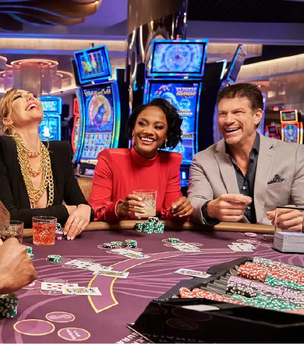 Friends having fun at the casino at Sahara, Las Vegas