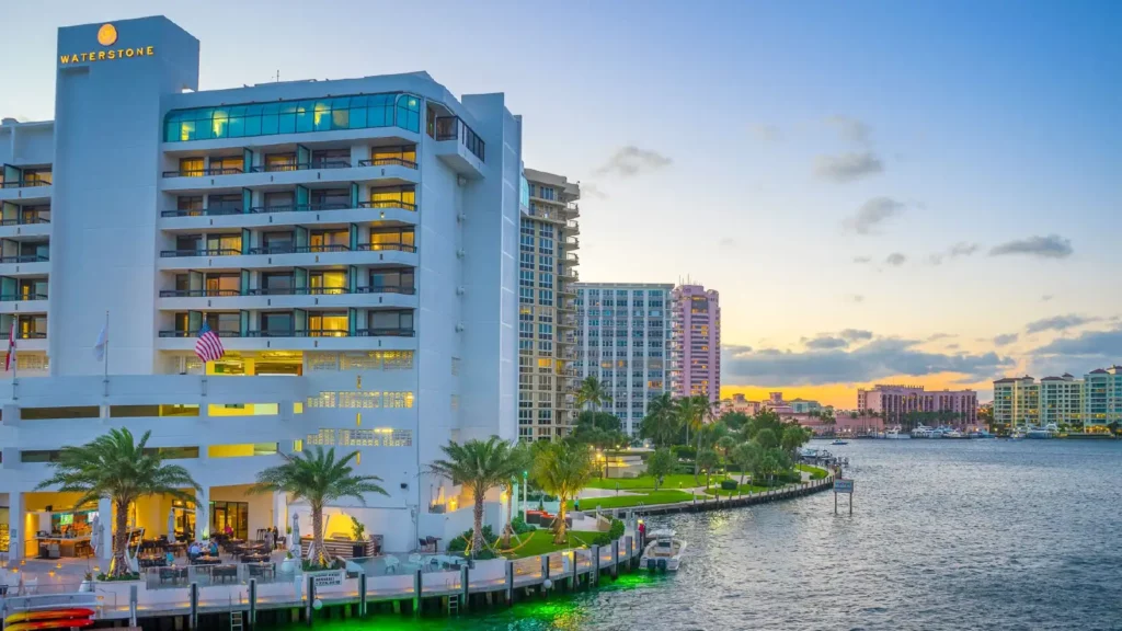 Evening on the waterfront at Waterstone Resort & Marina