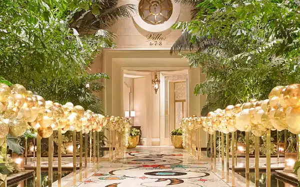 Golden luxurious atrium of Wynn, Las Vegas