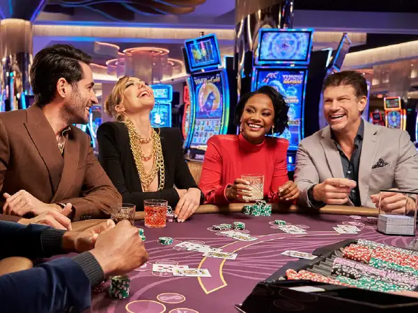 Friends having fun at the casino at Sahara, Las Vegas