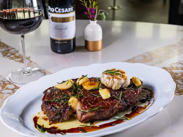 A steak and wine at Sahara, Las Vegas